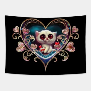 Valentine's Day Kitten Too Cute for Words Tapestry