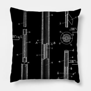 Billiard Cue Vintage Patent Hand Drawing Pillow