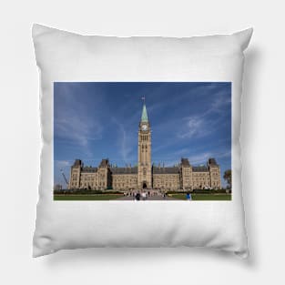 Center block of the Canadian Parliament - Ottawa, Ontario Pillow
