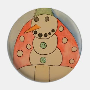 Amanita Snowman Pin