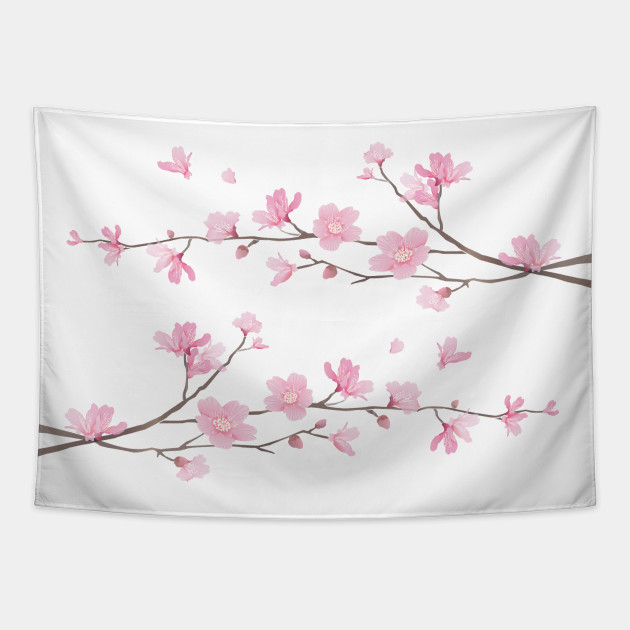 Cherry Blossom Branches Transparent Background Cherry Blossom Tapestry Teepublic
