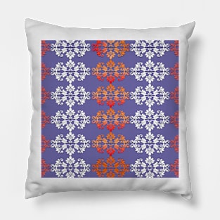 White and red intricate pattern on purple background. Pillow