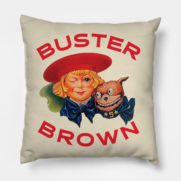 Buster Brown Pillow by MindsparkCreative