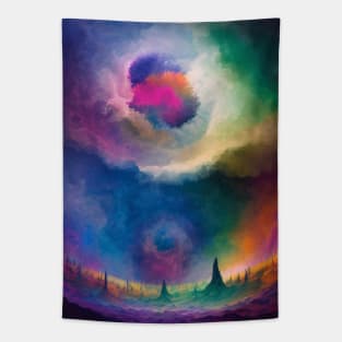 Alien Planet Landscape Watercolor Tapestry