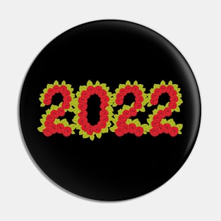 2022 formed with red roses and green leaves Pin