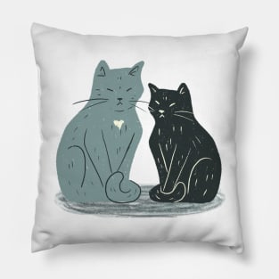 Grey and Black Cat Pillow