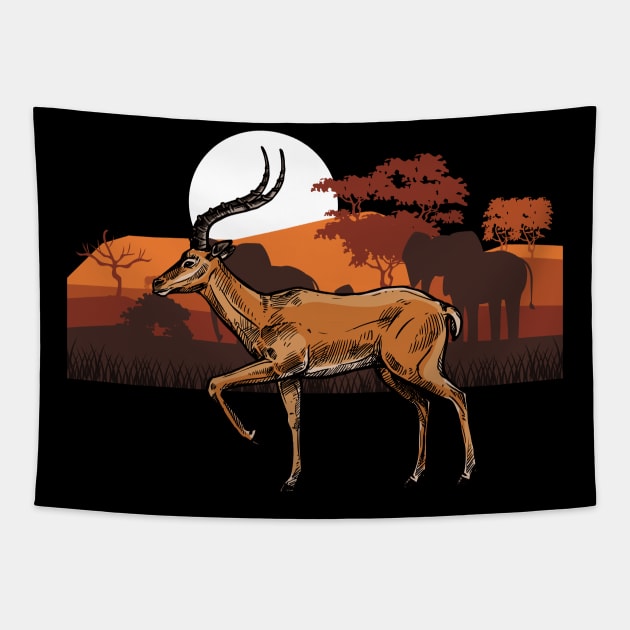 Antelope africa safari savannah serengeti wild Tapestry by Onceer