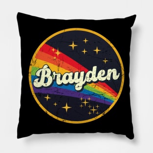 Brayden // Rainbow In Space Vintage Grunge-Style Pillow