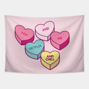 Conversation Love Hearts You and Me Netflix and Chill Tapestry