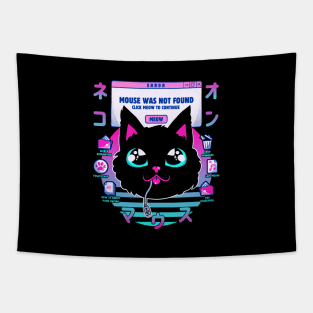 Vapor Wave Cat Mouse Not Found by Tobe Fonseca Tapestry