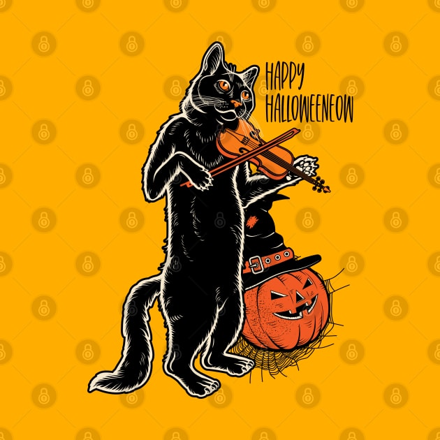 Happy Meoween – Halloween Orange Pumpkin Cat by pht