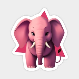 Adorable Pink Baby Elephant with Hot Pink Triangle Magnet