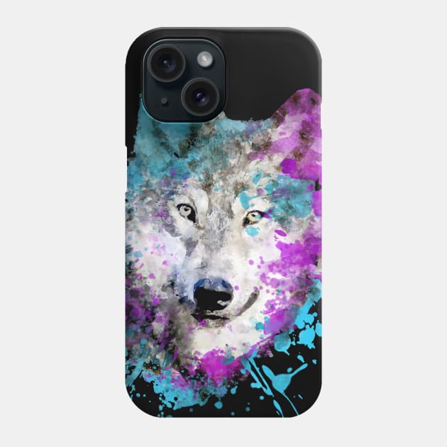 Dramabite Watercolor wolf Phone Case by dramabite