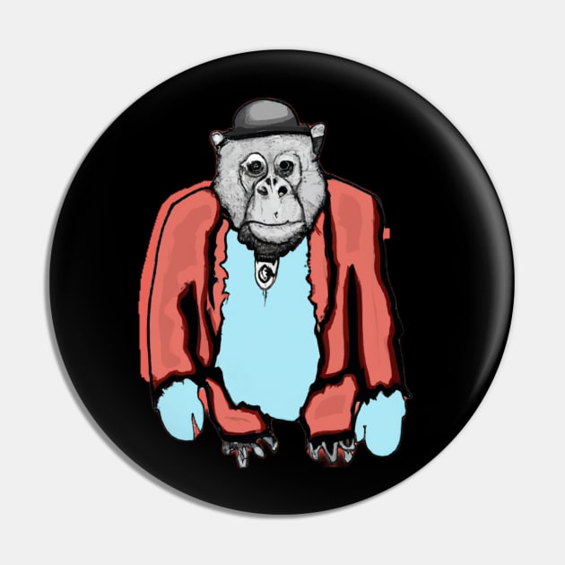 Ghost of a Gangster Gorilla Pin by StoneStarDesigns