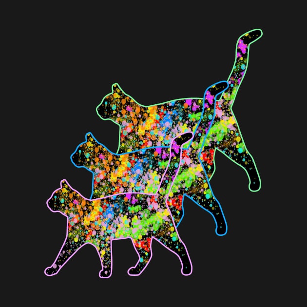 Psychedelic Cat Walk - Cats Strutting Their Stuff on the Catwalk - Meow! by innerspectrum