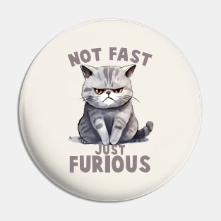 Not Fast, Just Furious Funny Cat Pin