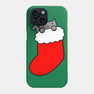 Gray Cat in Christmas Stocking Phone Case