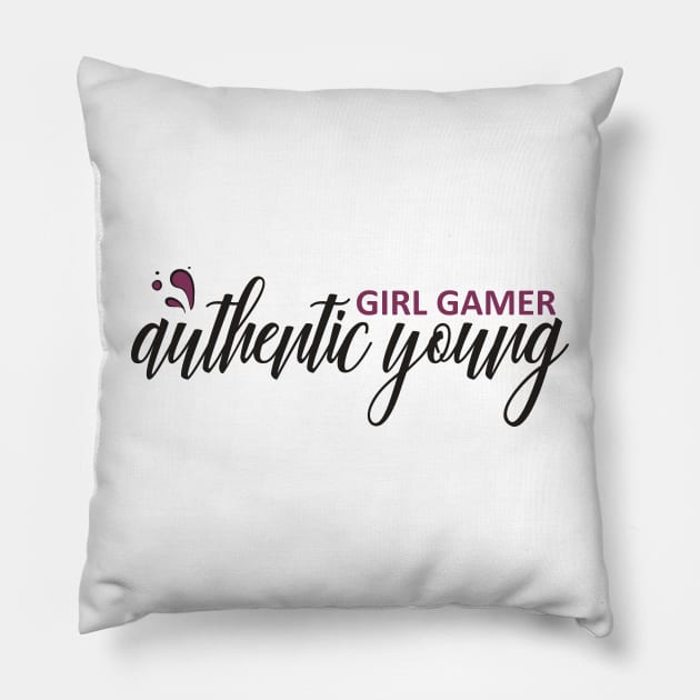 Authentic Young Girl Gamer Pillow by Authentic Young