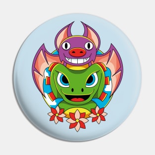 Bat and Lizard Cute Team Pin