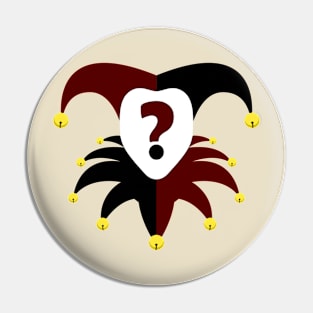 Jester hat and head with question mark Pin