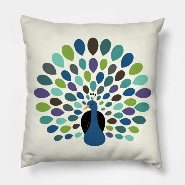 Peacock Time Pillow by AndyWestface