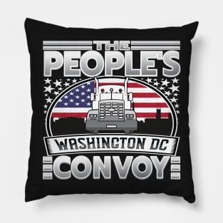 PEOPLES CONVOY US FLAG WASHINGTON DC 2022 SILVER GRAY GRADIENT LETTERS Pillow