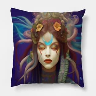 Freaking Cool Trippy Hippie Chic Girl Goddess Witch Pillow