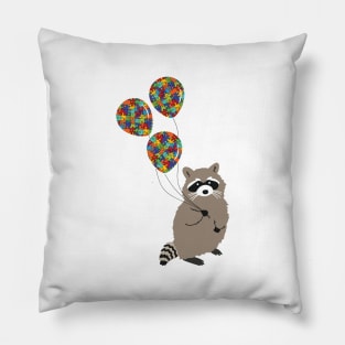Autism Awareness Raccoon Pillow