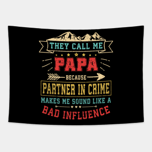 They Call Me Papa Partner In Crime Dad Fathers Day Family Tapestry