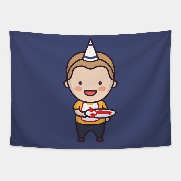 Cute Swedish Birthday Boy in Traditional Clothing Cartoon Tapestry by SLAG_Creative