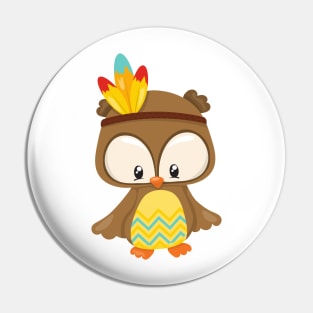 Thanksgiving Owl, Brown Owl, Cute Owl, Feathers Pin