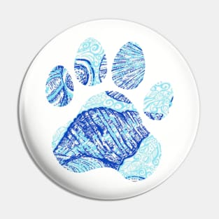 Blue Seashell Paw Print Pin