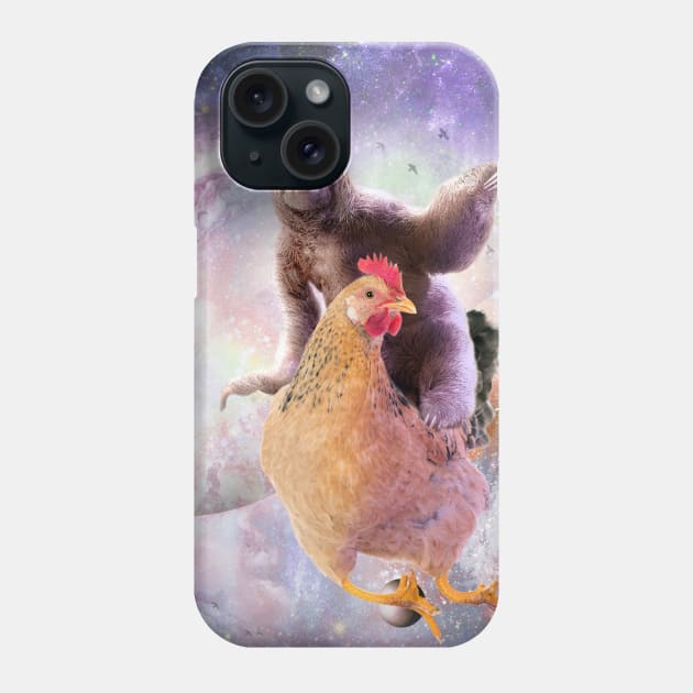 Space Sloth Riding Chicken, Galaxy Sloths Chickens, Funny Phone Case by Random Galaxy