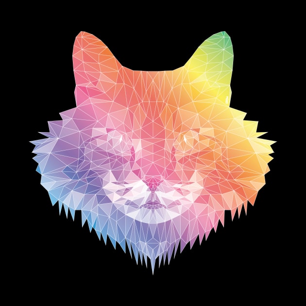 Maine Coon Cat Polygon Art - Rainbow by meownarchy