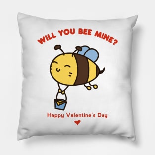 Will You Be Mine Cute Bee Pun Valentine's Day Pillow