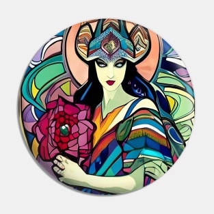 Stained Glass Rose Pagan Witch Pin