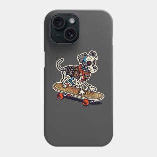 Skeleton dog on a skateboard Phone Case