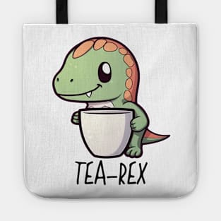 Cute Funny "Tea-Rex" Dinosaur Drawing Tote