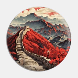 The Great Wall of China Vintage Poster Tourism Pin