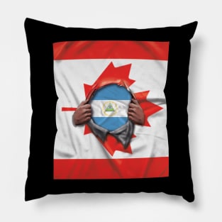 Nicaragua Flag Canadian Flag Ripped - Gift for Nicaraguan From Nicaragua Pillow