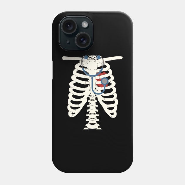 Skelton Rib cage With Stethoscope Funny Halloween Phone Case by Mind Your Tee