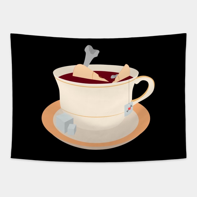 Bone Apple Tea Tapestry by KritwanBlue