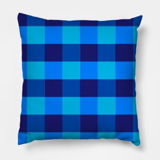 Shades of Blue Gingham Checkered Pattern Pillow