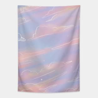 Pastel Sky Lo Fi Aesthetic cloud stars Tapestry