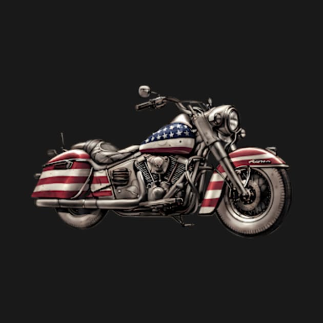 Motorcycle Biker Motorcycle Usa Flag Rider by Ro Go Dan