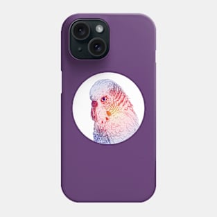 Multicoloured Budgie in White Circle Phone Case