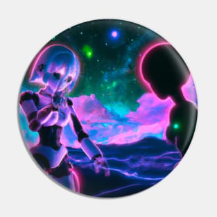 Anime Girl Robot with Alien Pin