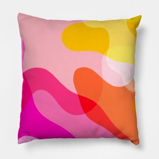 Abstract Yellow Pink Colorful Organic Shapes Pillow