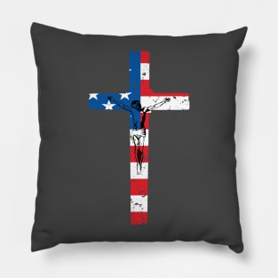 American Flag Cross T-shirt Pillow