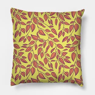 Minimalist Leaf Line Art Illustration as a Seamless Surface Pattern Design Pillow